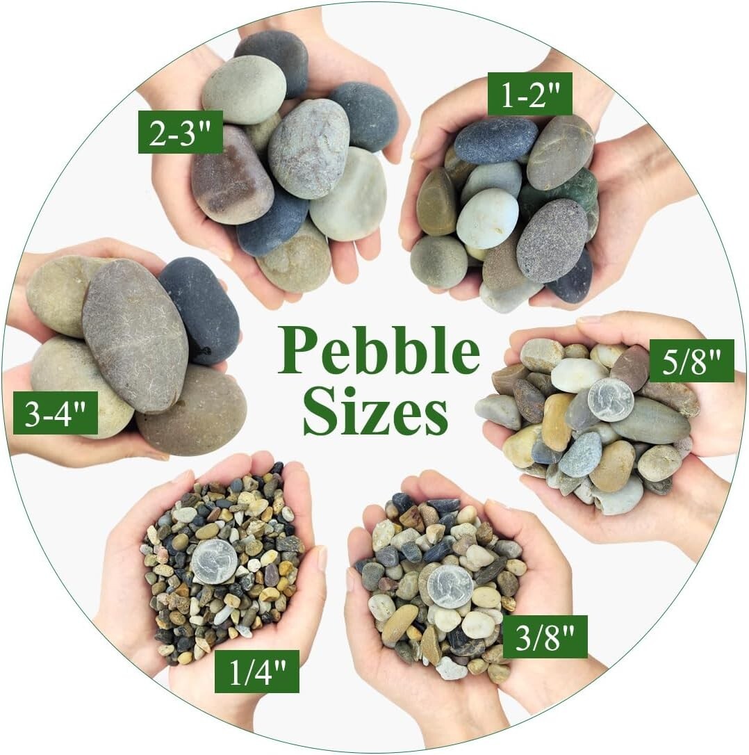 Hand-Picked 3-4" River Pebbles for Fish Tanks and Elegant Landscaping Solutions
