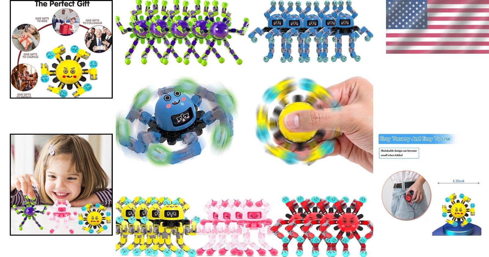 Creative Fidget Spinner Toys - 100 Transformable Stress Relief Gifts for Kids
