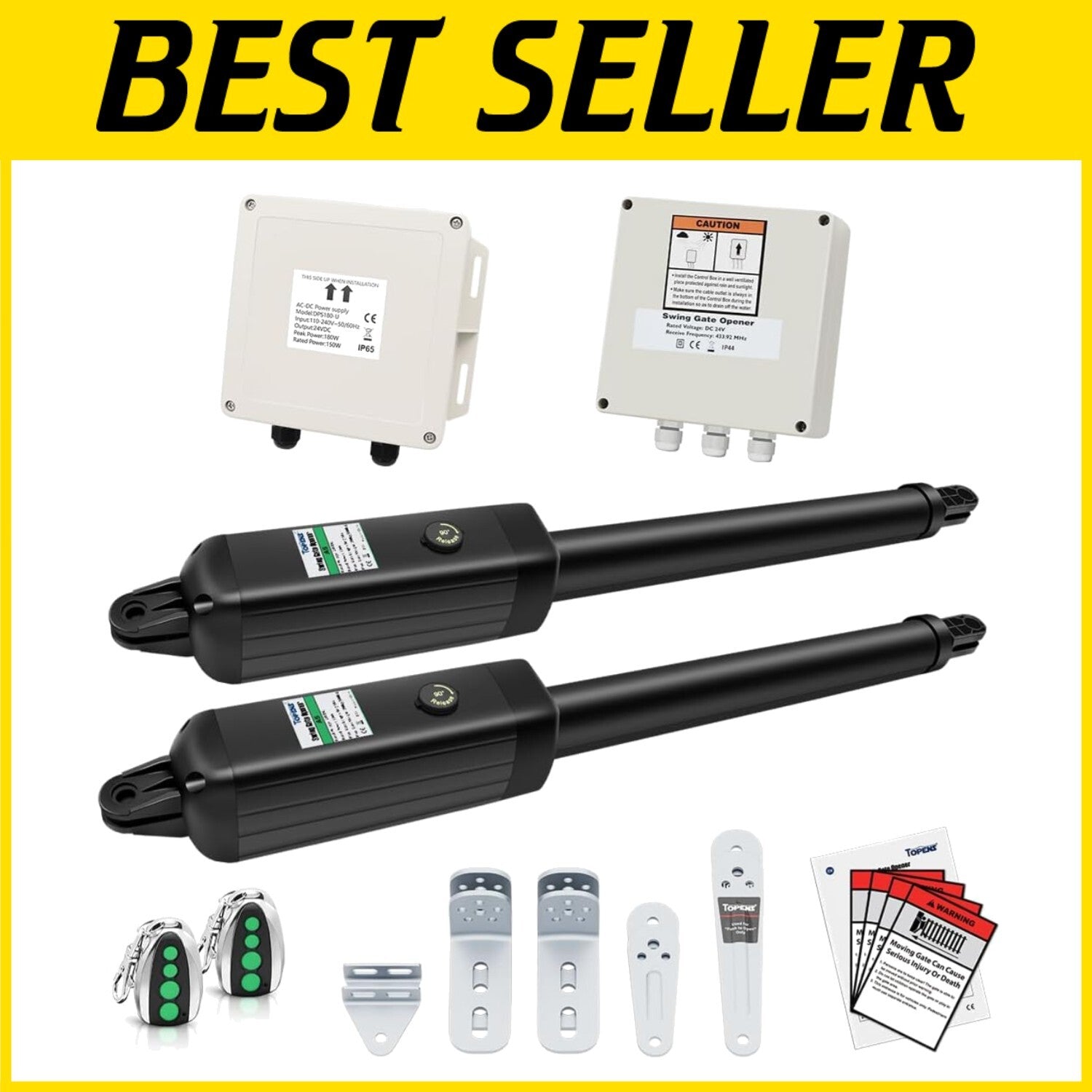 Automatic Gate Opener for Dual Swing Gates Up to 16ft - Remote Control Included