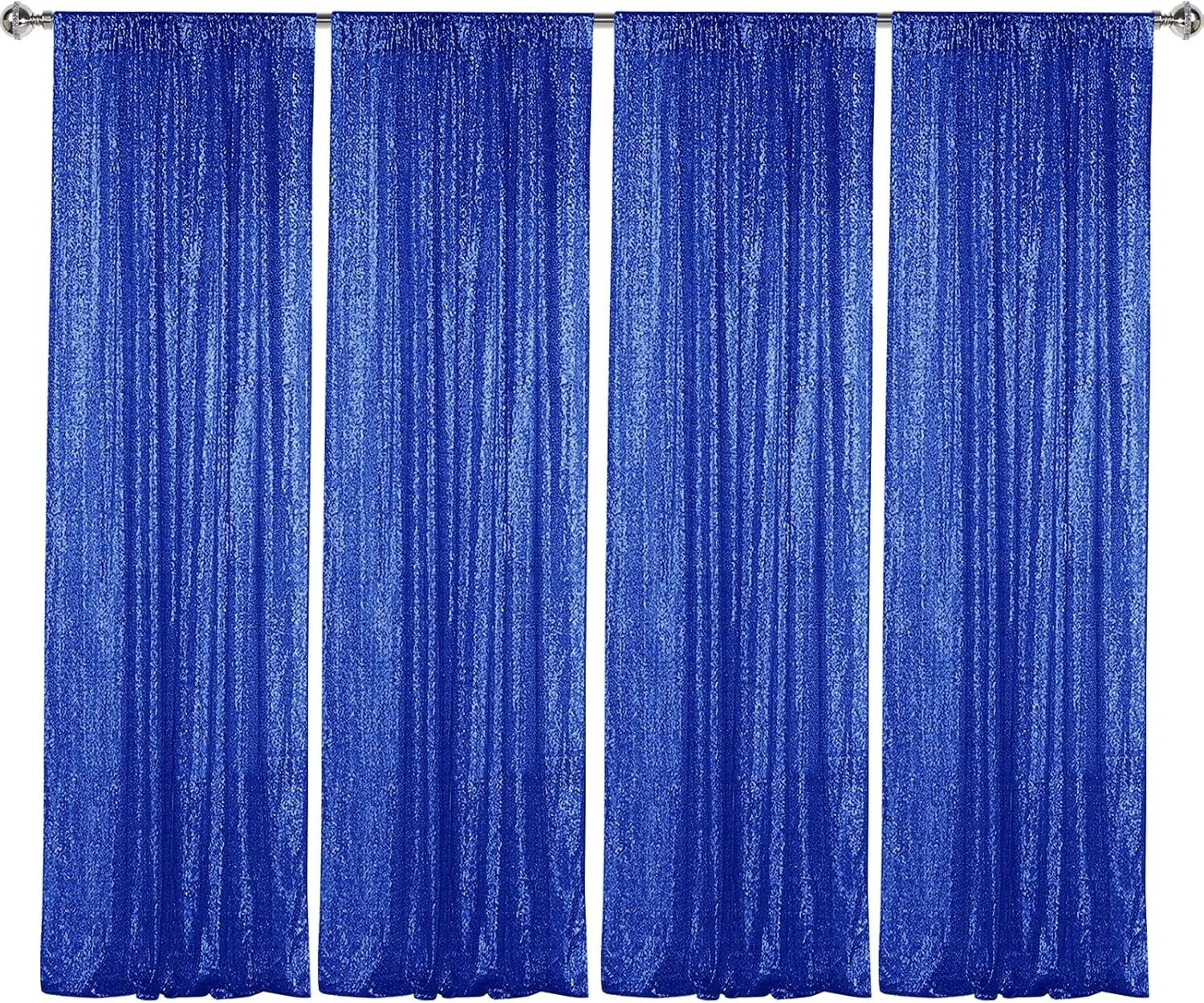 Elegant 4-Piece Navy Sequin Photography Backdrop - 2FT x 8FT Perfect for Parties