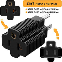 Load image into Gallery viewer, Compact 20-Pack Nema Power Adapters - 15A to 20A ETL Certified for Versatility