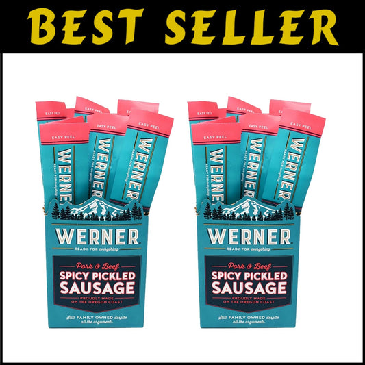 Gourmet Spicy Pickled Sausage Pack of 24 – 1.7oz Individually Wrapped Snacks