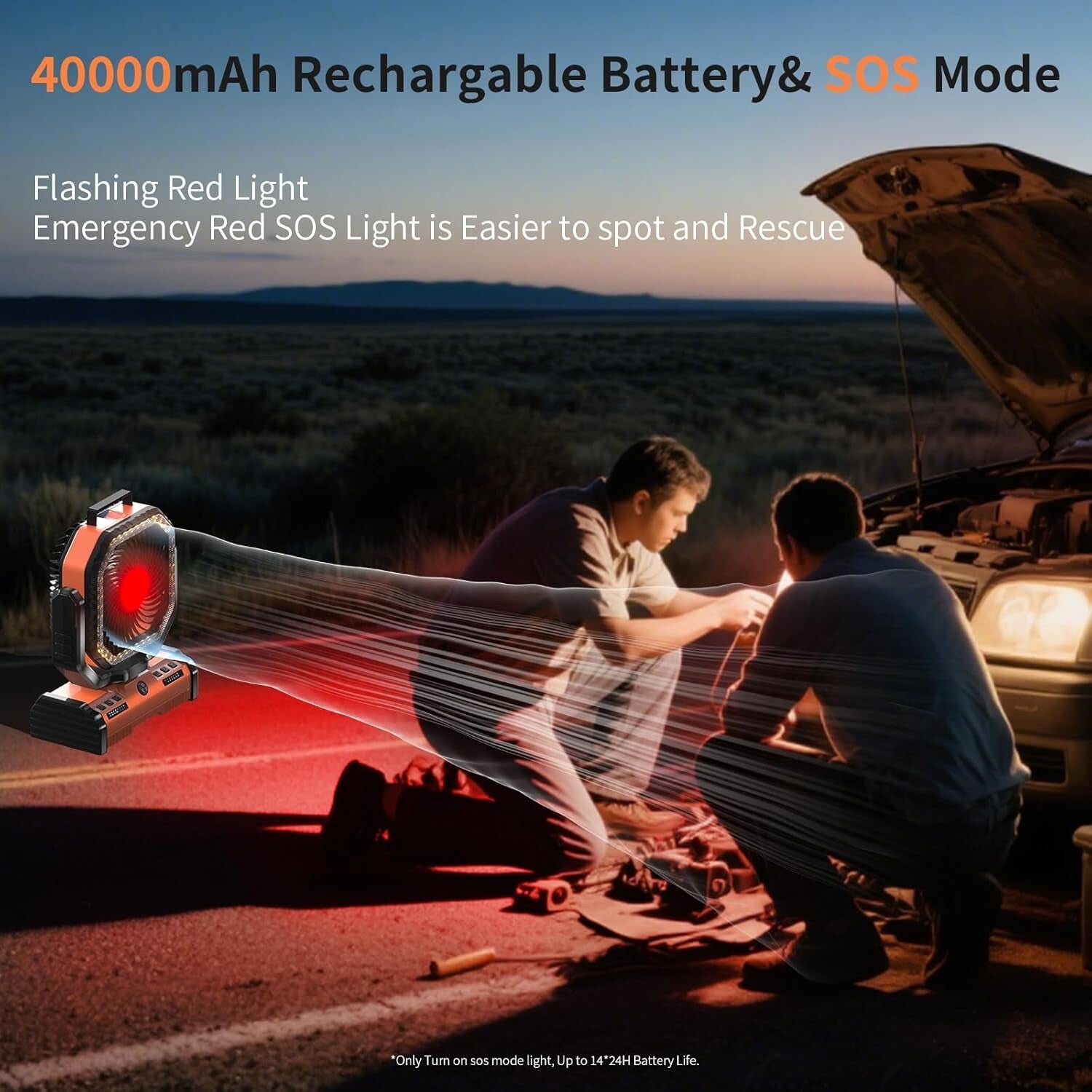 Multi-Function Camping Fan & LED Lantern - 40000mAh Rechargeable with SOS Light