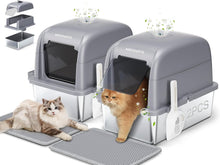Load image into Gallery viewer, Odorless Extra Large Stainless Steel Cat Litter Box - 2 Pcs Durable Design