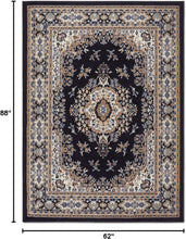Load image into Gallery viewer, Luxurious Navy Blue/Brown Medallion Area Rug, 5'2"x7'4", for Cozy Living Spaces