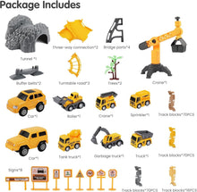Load image into Gallery viewer, Flexible Race Track Set with Construction Vehicles - Safe for Kids 3-6 Years