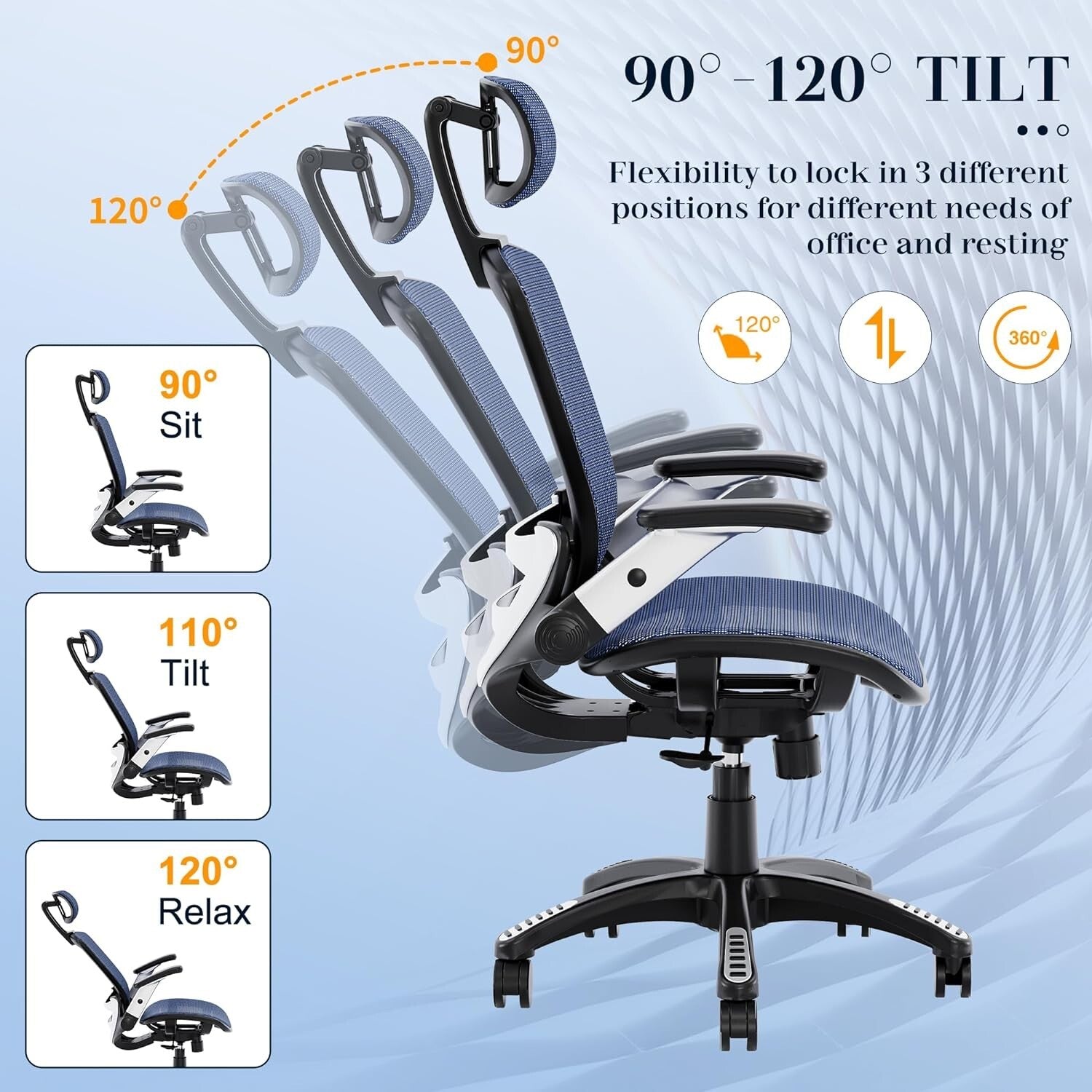 Comfortable Swivel High Back Desk Chair with Tilt Lock - Perfect for Long Hours