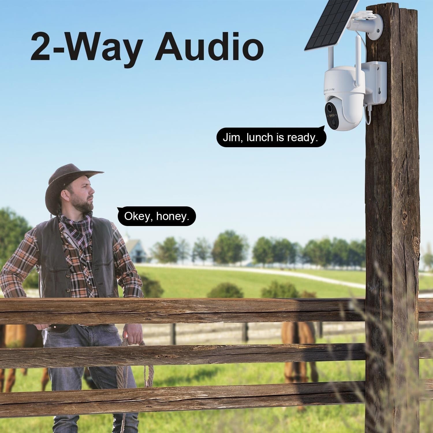 Wireless 2K HD Solar Security Camera with Remote Control & Night Vision - 2 Pack