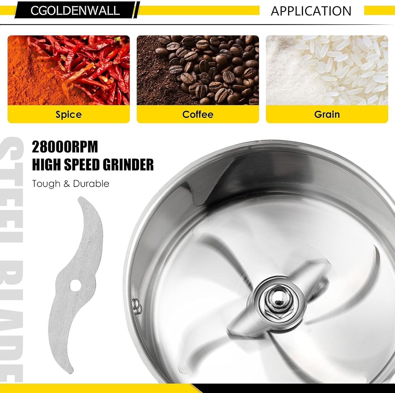 300g Commercial Spice & Grain Grinder - 220V Swing Design with Auto Protection