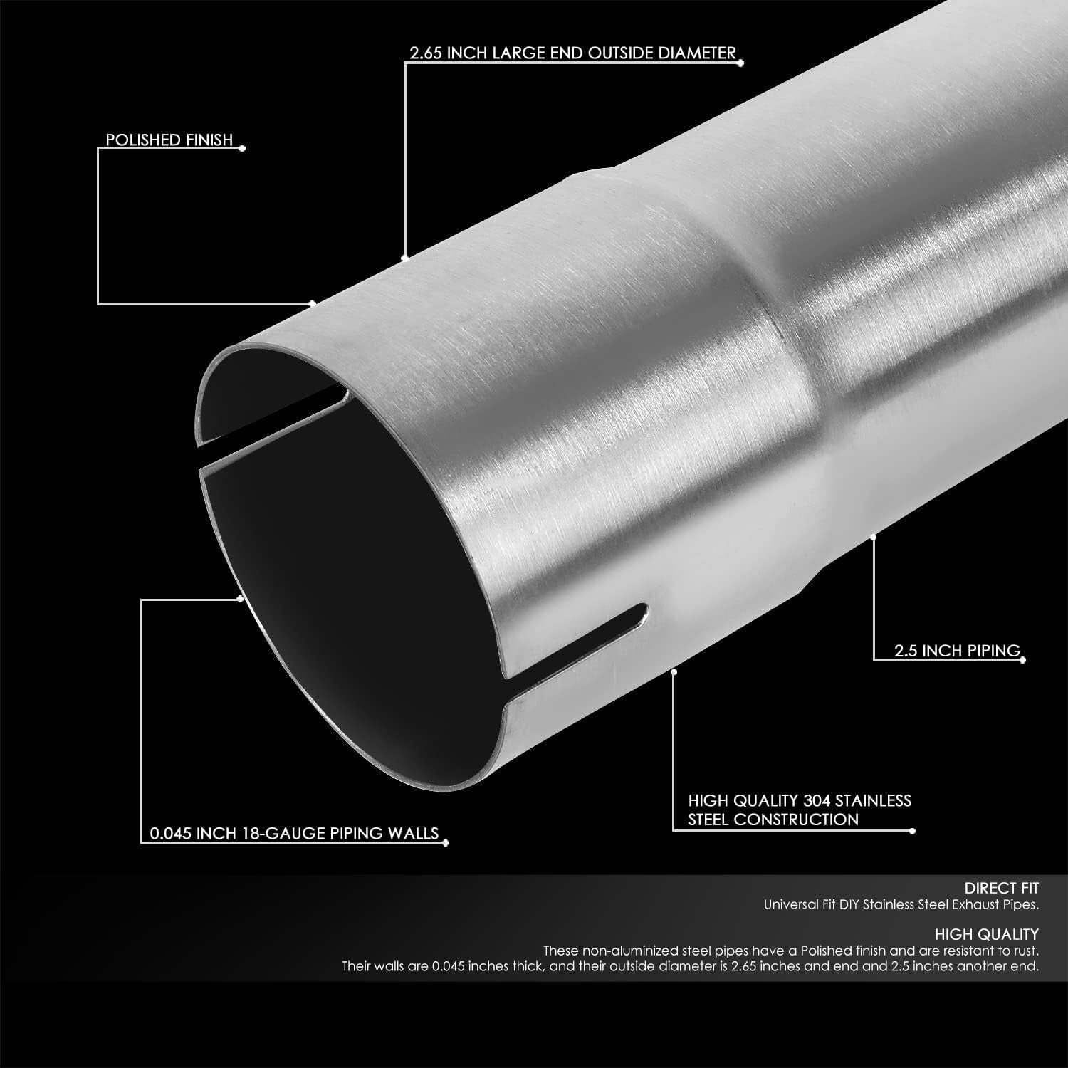 DIY Custom 8-Piece Stainless Steel Exhaust Tubing Kit - Universal Fit, Durable