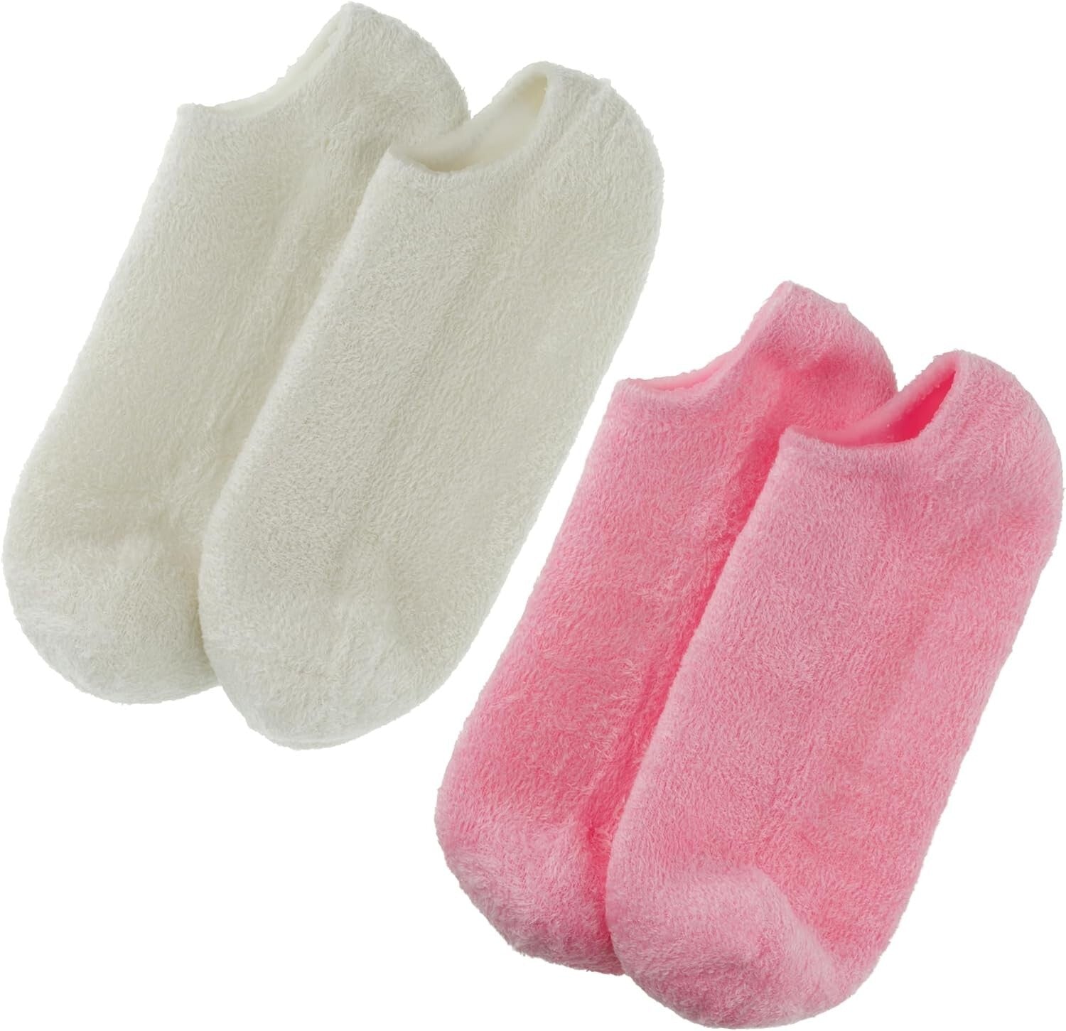 Hydrating Gel Socks 2-Pack for Overnight Moisturizing Therapy – Pink & White