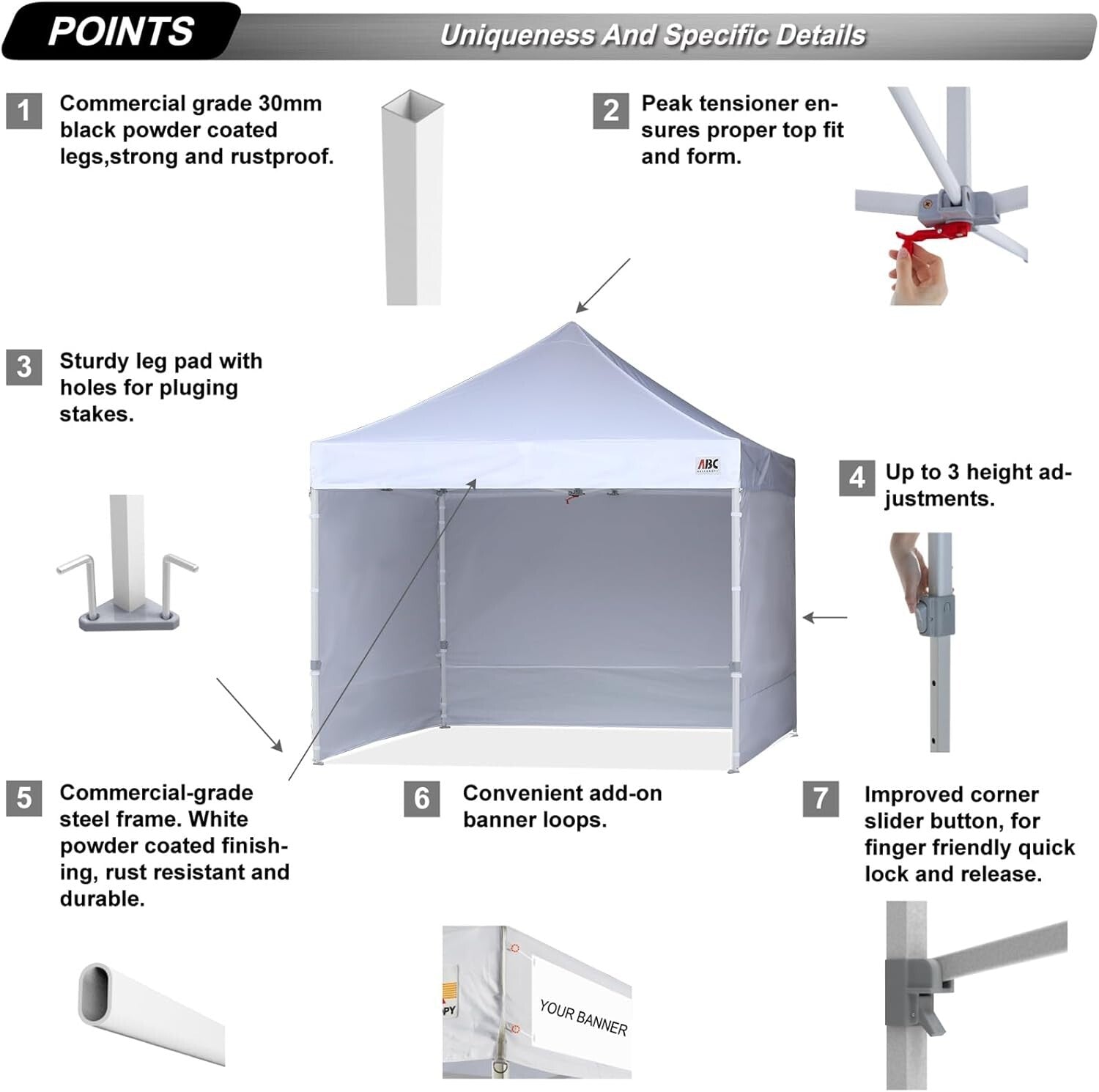 10x10 Commercial Pop-Up Canopy Tent with Sidewalls - Quick Setup, Waterproof