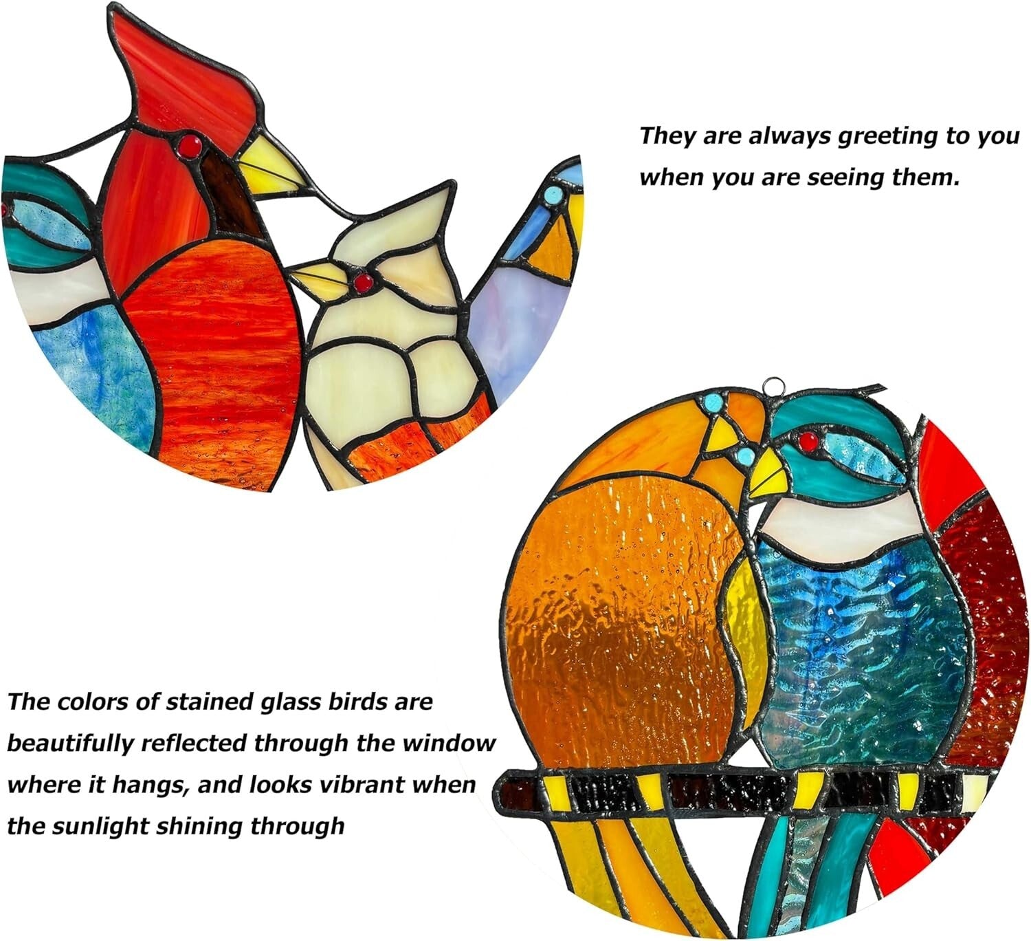 Handcrafted Stained Glass Bird Suncatcher - Vibrant Multicolor Window Hanging