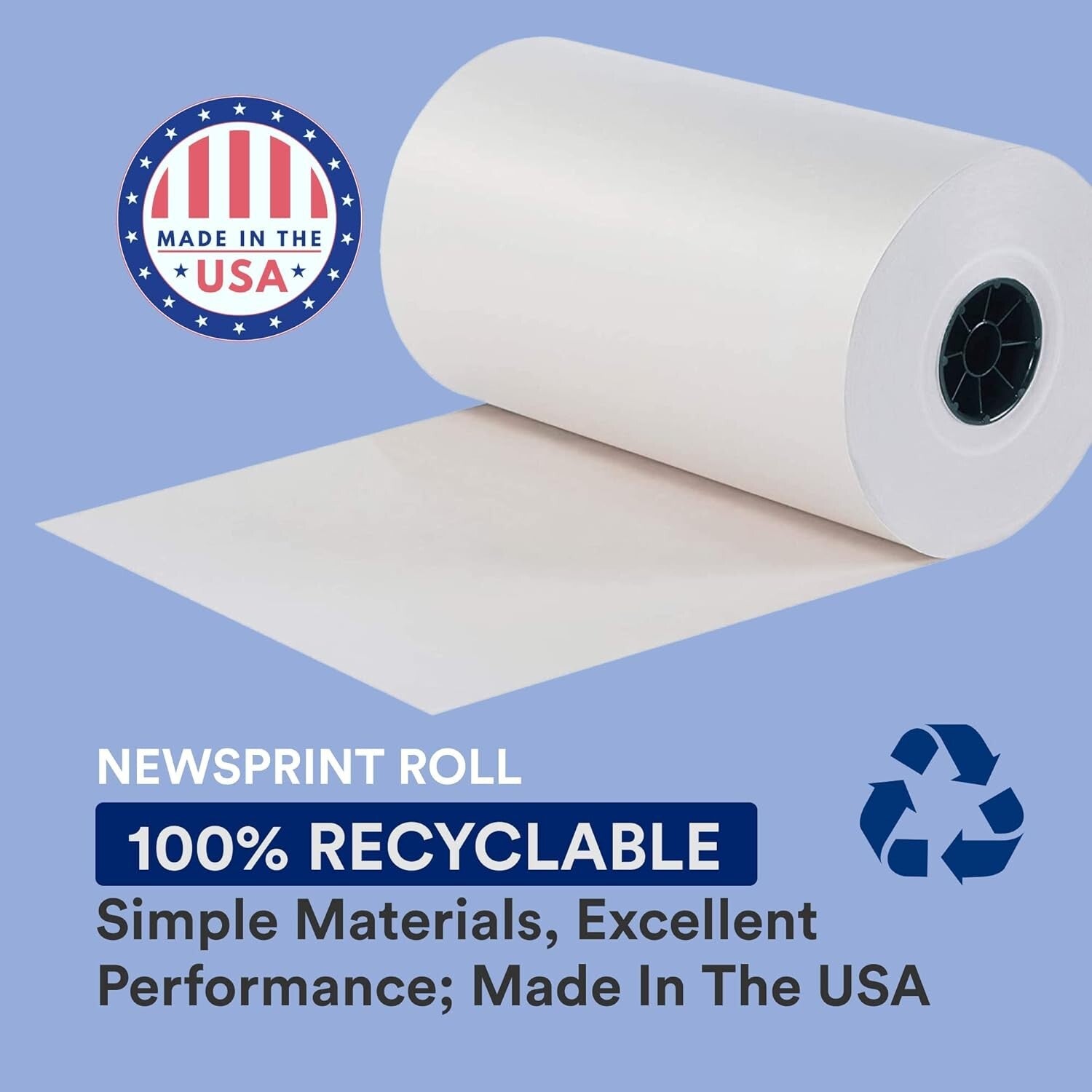 Bulk 1440' Newsprint Paper Roll - Unprinted Clean Sheets for Shipping & Storage