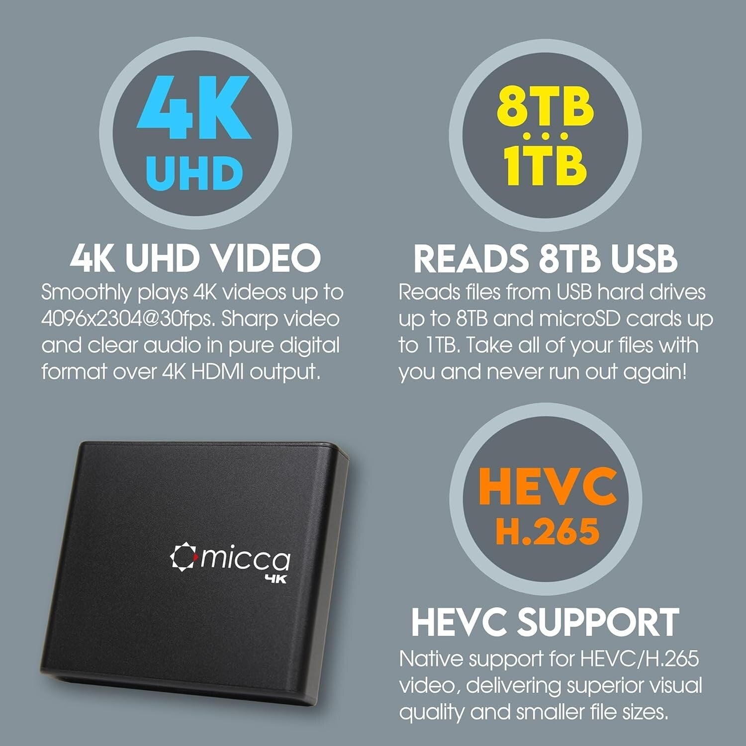 Versatile 4K Media Player with USB & MicroSD Support - Perfect for Signage
