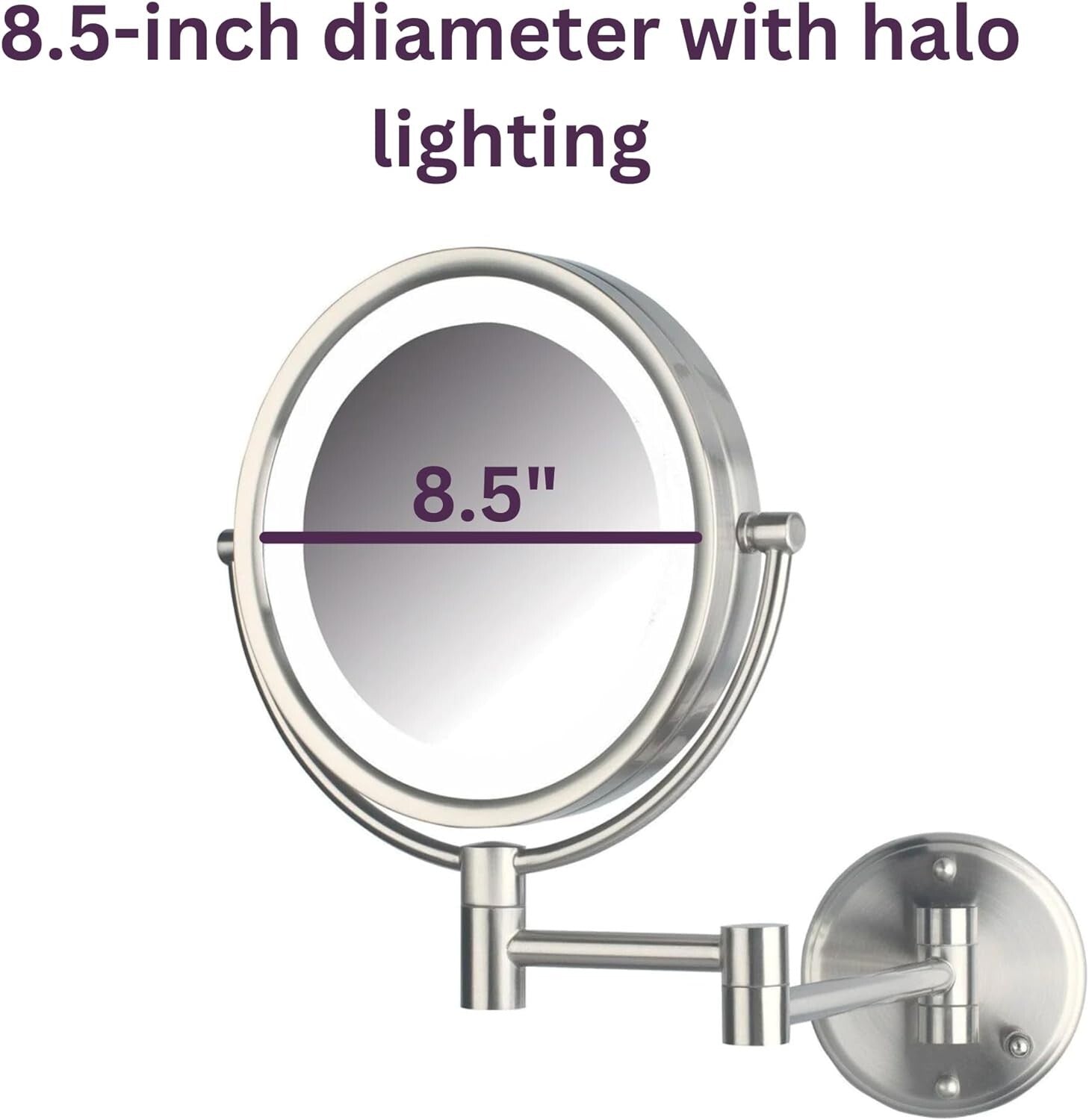 Brushed Nickel Lighted Makeup Mirror - 8X Magnification for Flawless Grooming