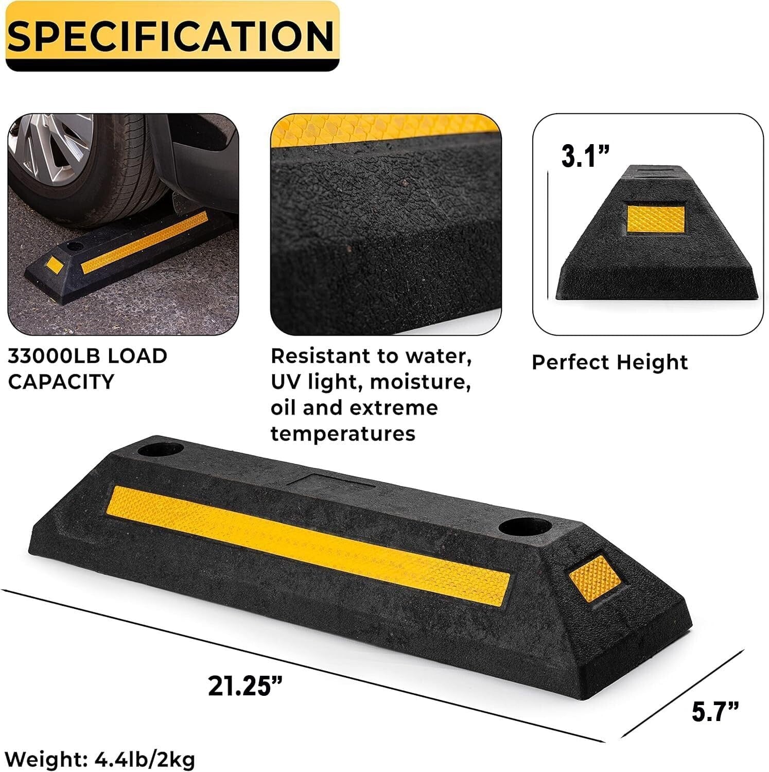 Weather-Resistant Heavy-Duty Parking Guide with Reflective Tape - 10.93 lbs