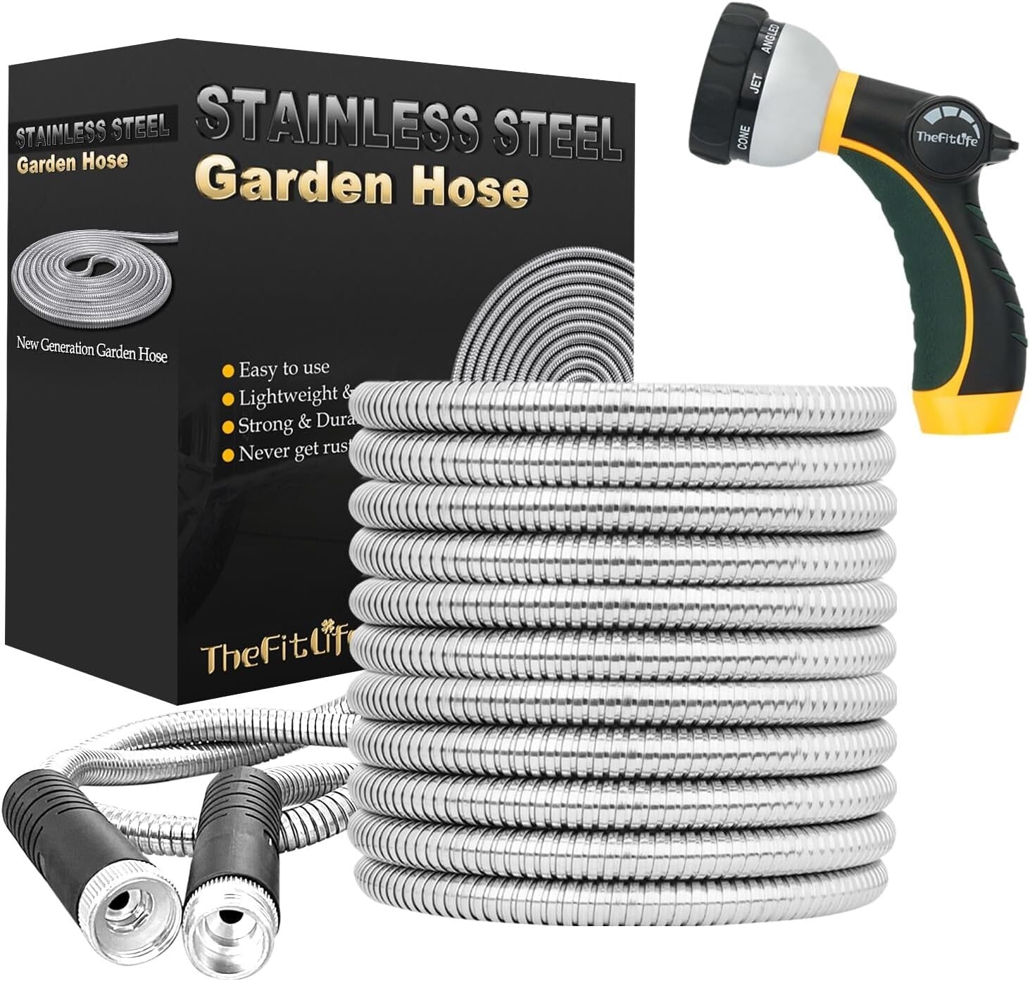 75FT Flexible Stainless Steel Garden Hose - Leak-Resistant & Durable Design
