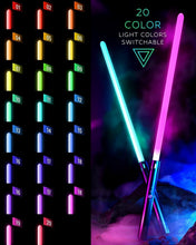 Load image into Gallery viewer, Dueling Lightsaber Toy - 20 Colors &amp; Sounds, Rechargeable for Kids &amp; Adults
