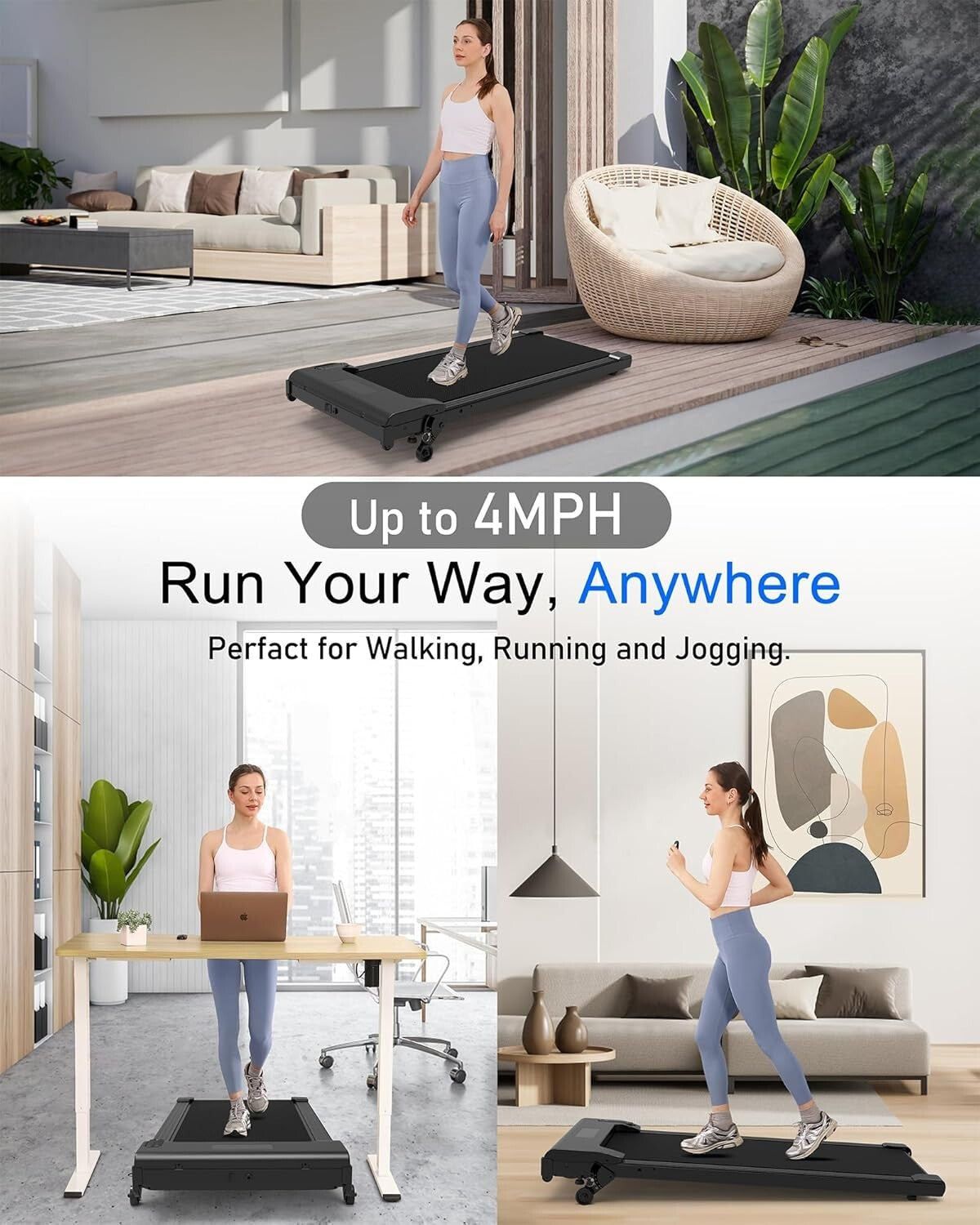 Lightweight Under Desk Treadmill with Advanced Shock Absorption - 265 lbs Max