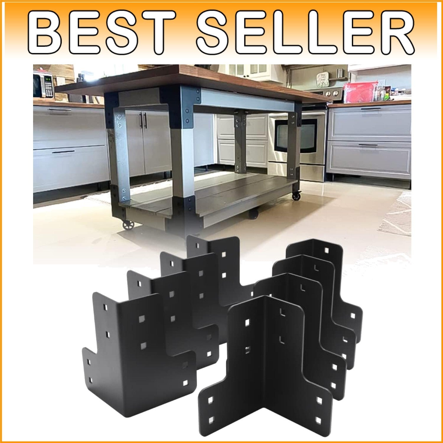 Black Coated 8pcs Heavy-Duty Brackets - Essential for Sturdy Workbench Setup