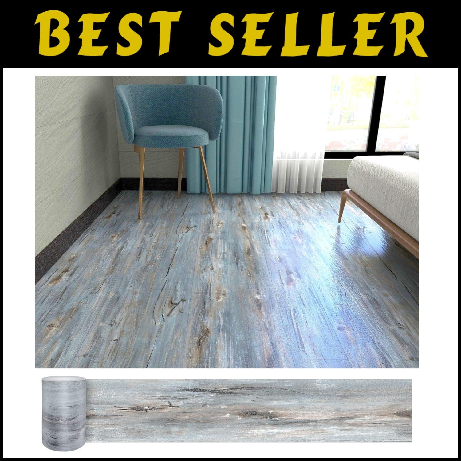 Durable Self-Adhesive Vinyl Floor Tiles - 36" x 6" Mediterranean Style, 72 Pack