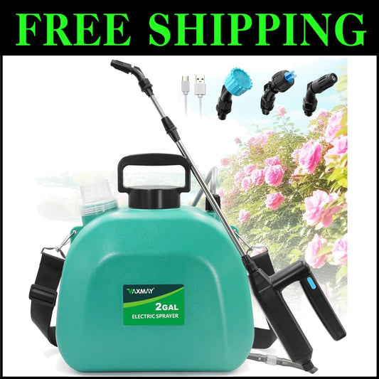 Powerful Battery-Powered Electric Sprayer 2 Gallon with Adjustable Nozzles