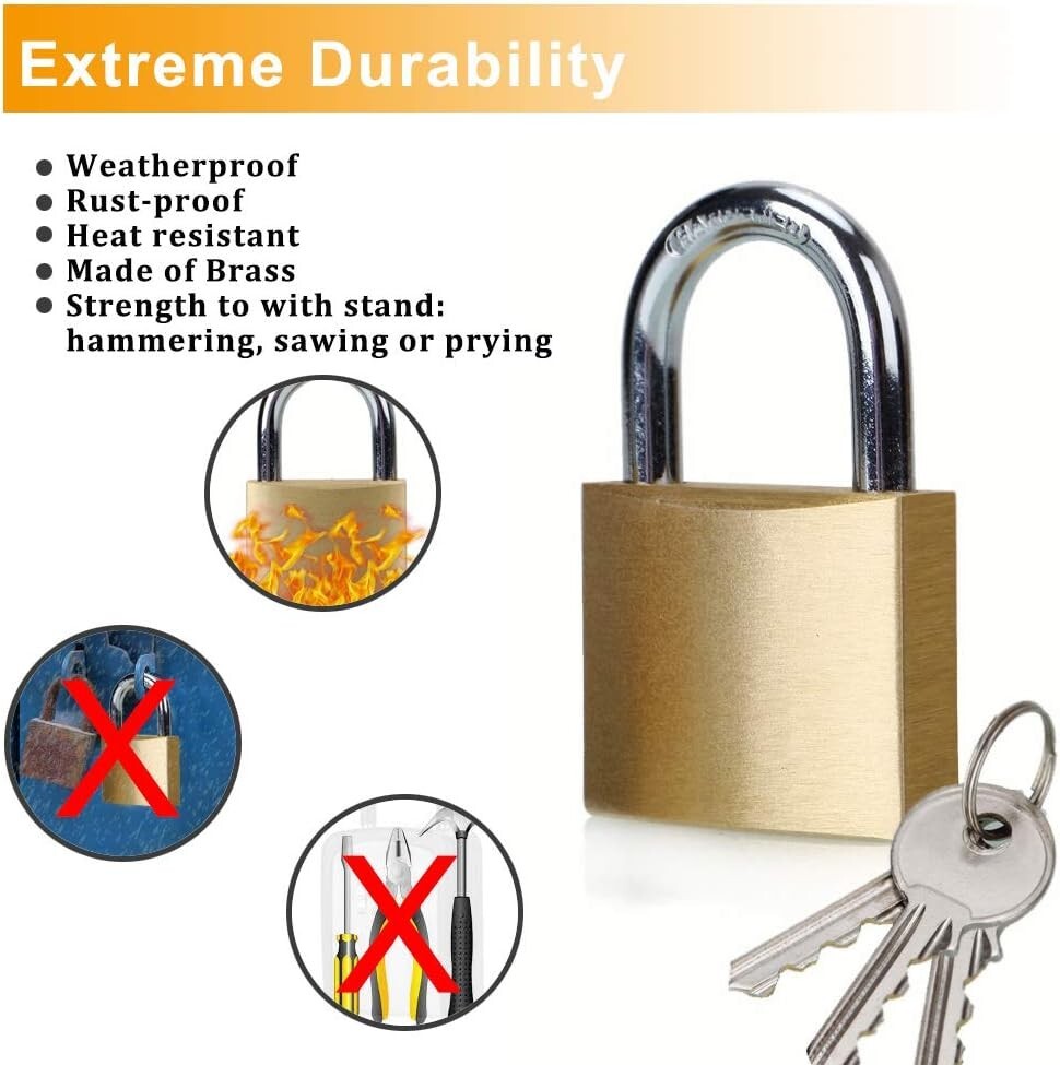 Durable Polished Brass Padlocks - Keyed Alike 12 Pack for Versatile Security