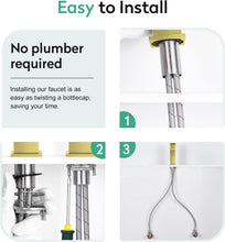Load image into Gallery viewer, Single Handle Brushed Gold Vanity Faucet - Modern Design with Installation Kit