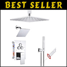Load image into Gallery viewer, Luxurious Chrome Shower Faucet Set with Push Button Diverter &amp; Dual Shower Heads