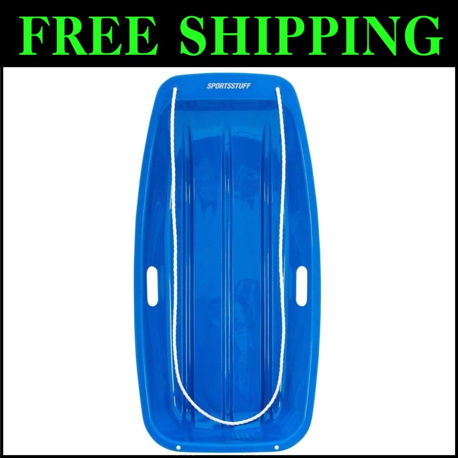SportStuff Classic Snow Toboggan for Kids - 1-Person Plastic Sled in Blue
