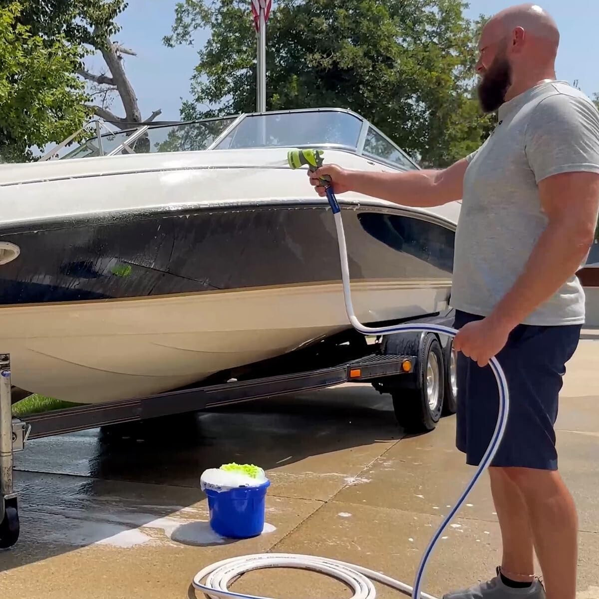 1/2" x 50 ft Hybrid Polymer Water Hose - All-Weather Flexibility for RV & Marine