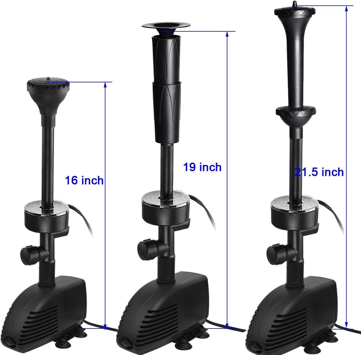 Ultra Quiet 660 GPH Water Fountain Pump with Detachable RGB Lights for Gardens