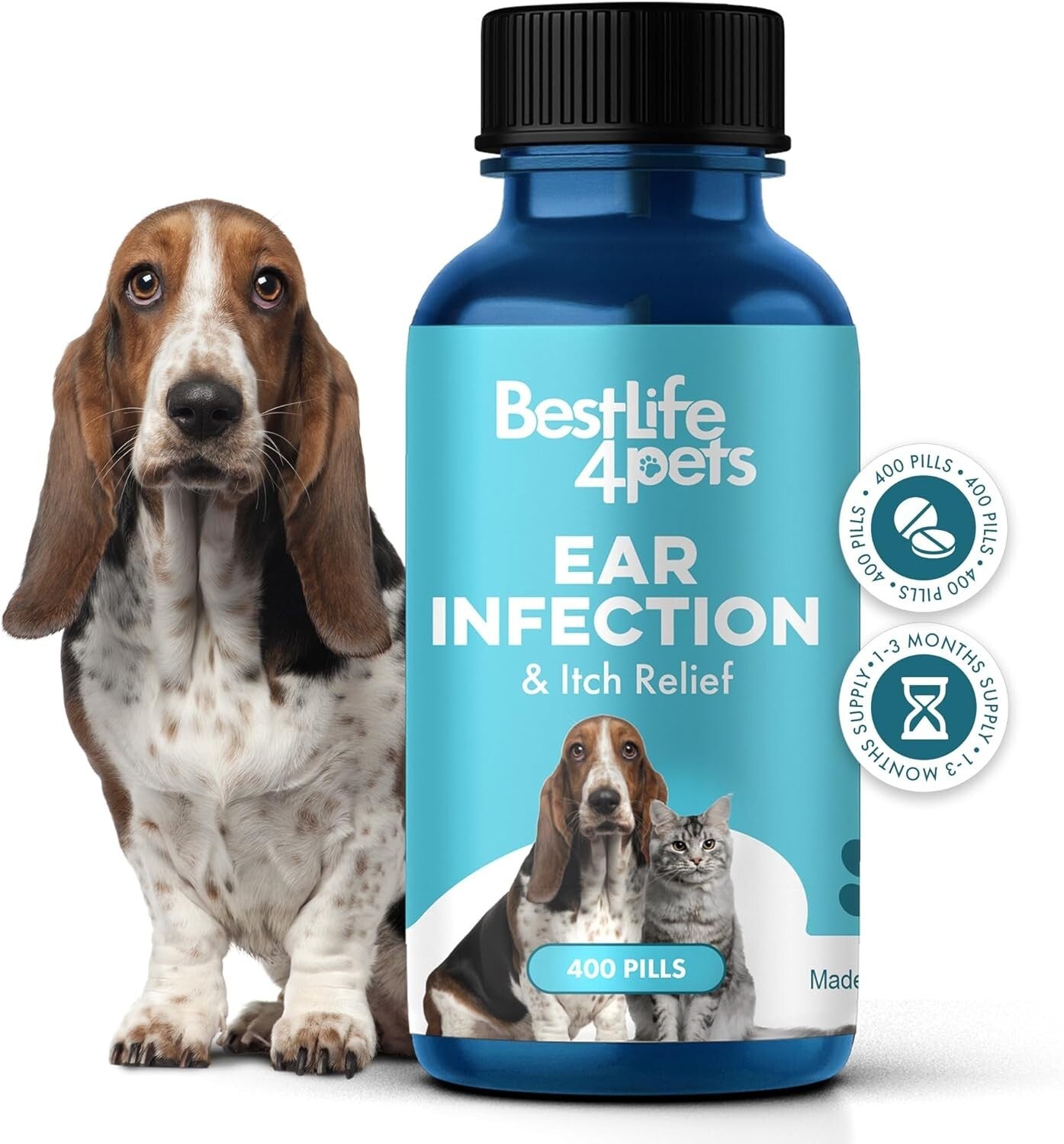 Comprehensive Ear Infection Cure for Pets - 100% Natural Ingredients, 400 Pills
