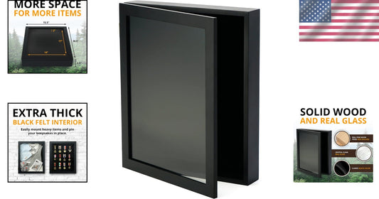 Hinged Military Shadow Box with Clear Glass - Elegant 14” x 17” Display Case