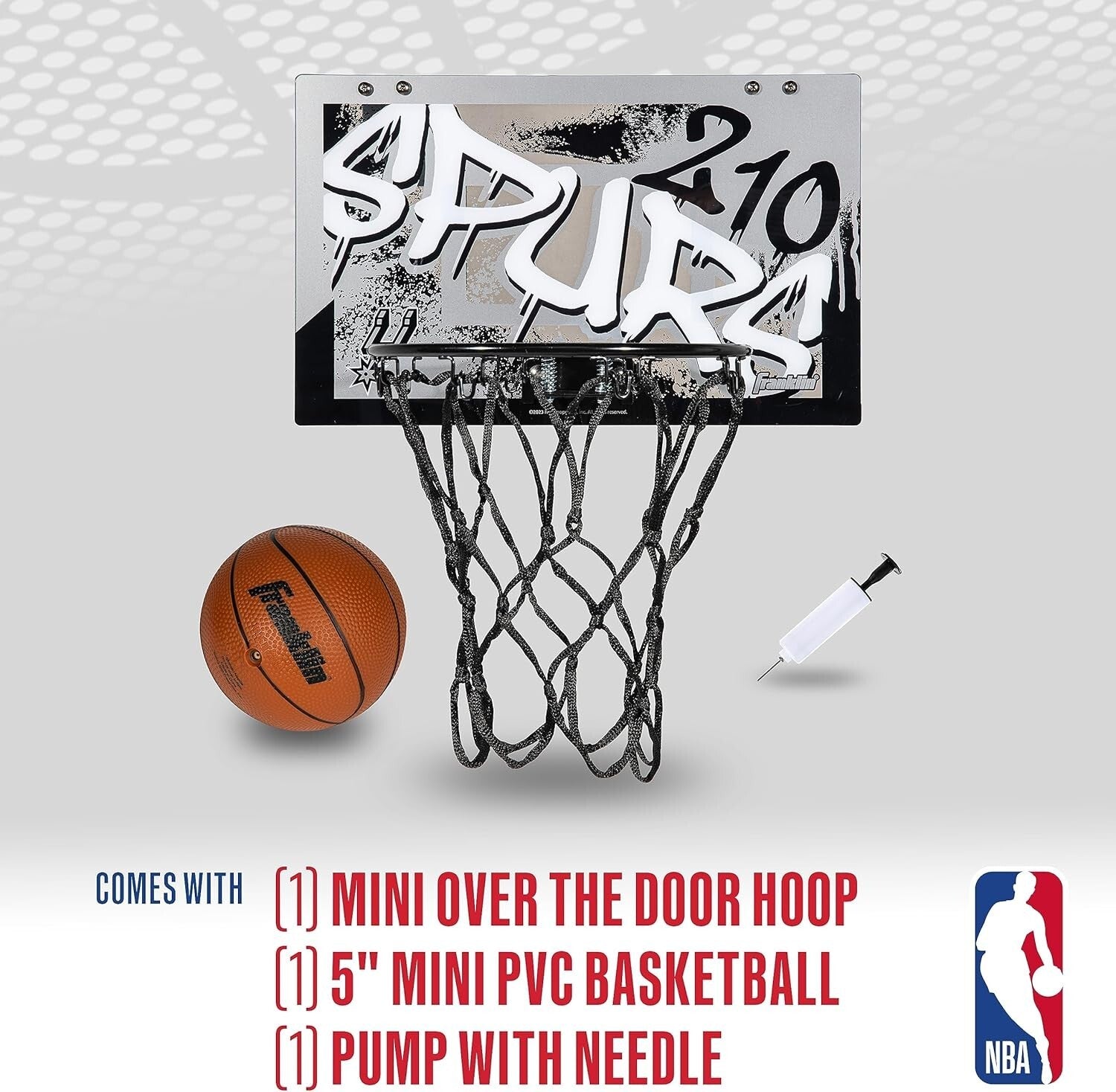 San Antonio Spurs Over the Door Mini Basketball Hoop Set - Indoor Fun for Kids