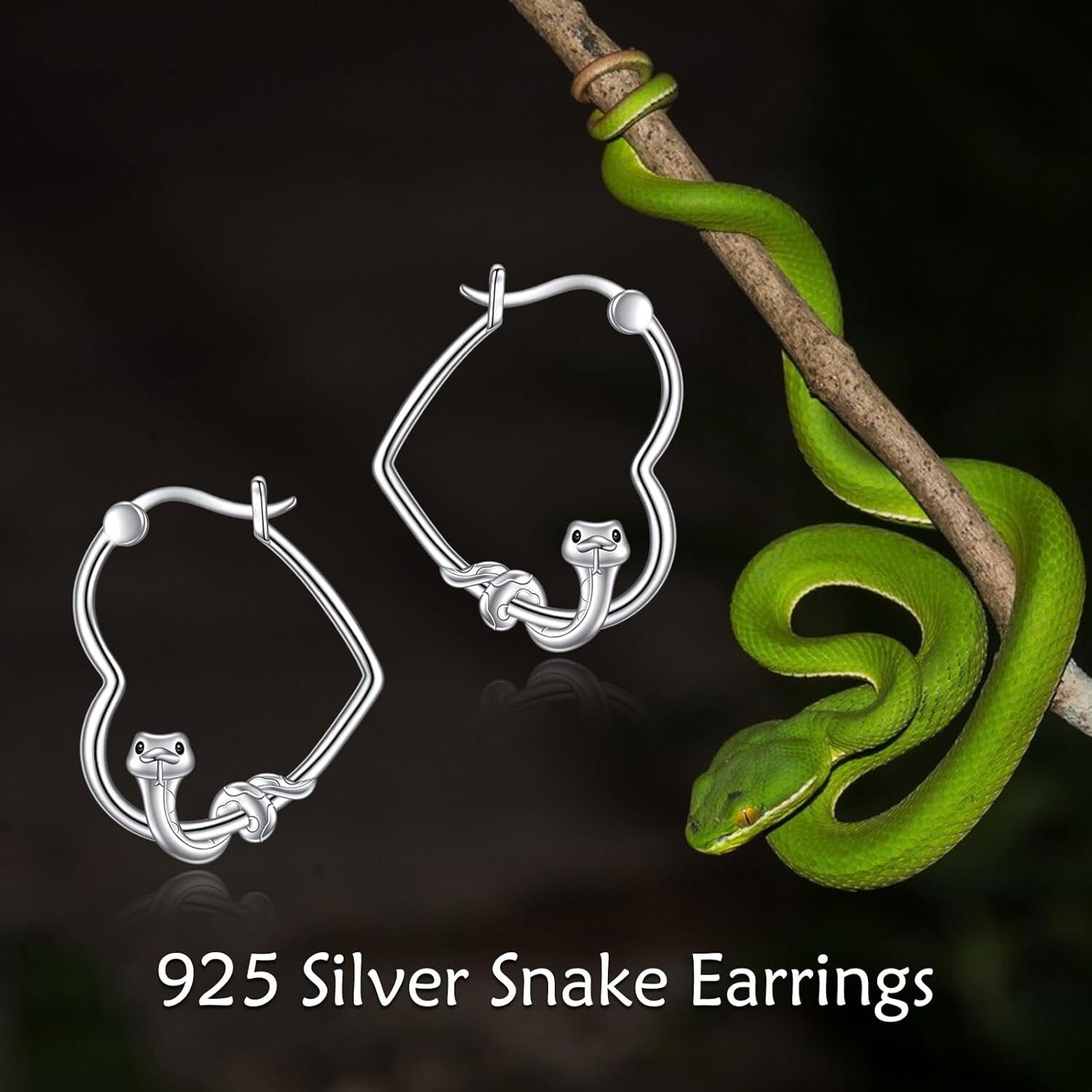Charming Snake Dangle Earrings - Lightweight Sterling Silver Jewelry for Women