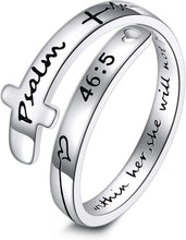 Load image into Gallery viewer, Adjustable Faith Cross Ring in Sterling Silver - Inspirational Jewelry Gift