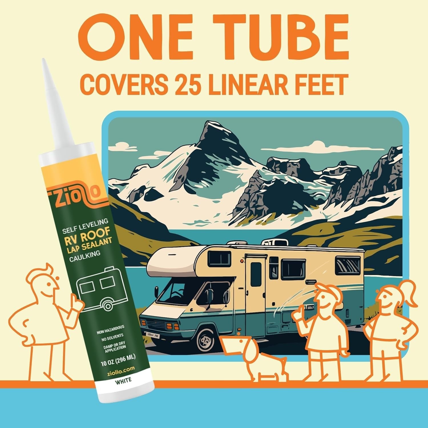 Self-Leveling RV Roof Sealant - White Waterproof EPDM Caulk for Easy Application