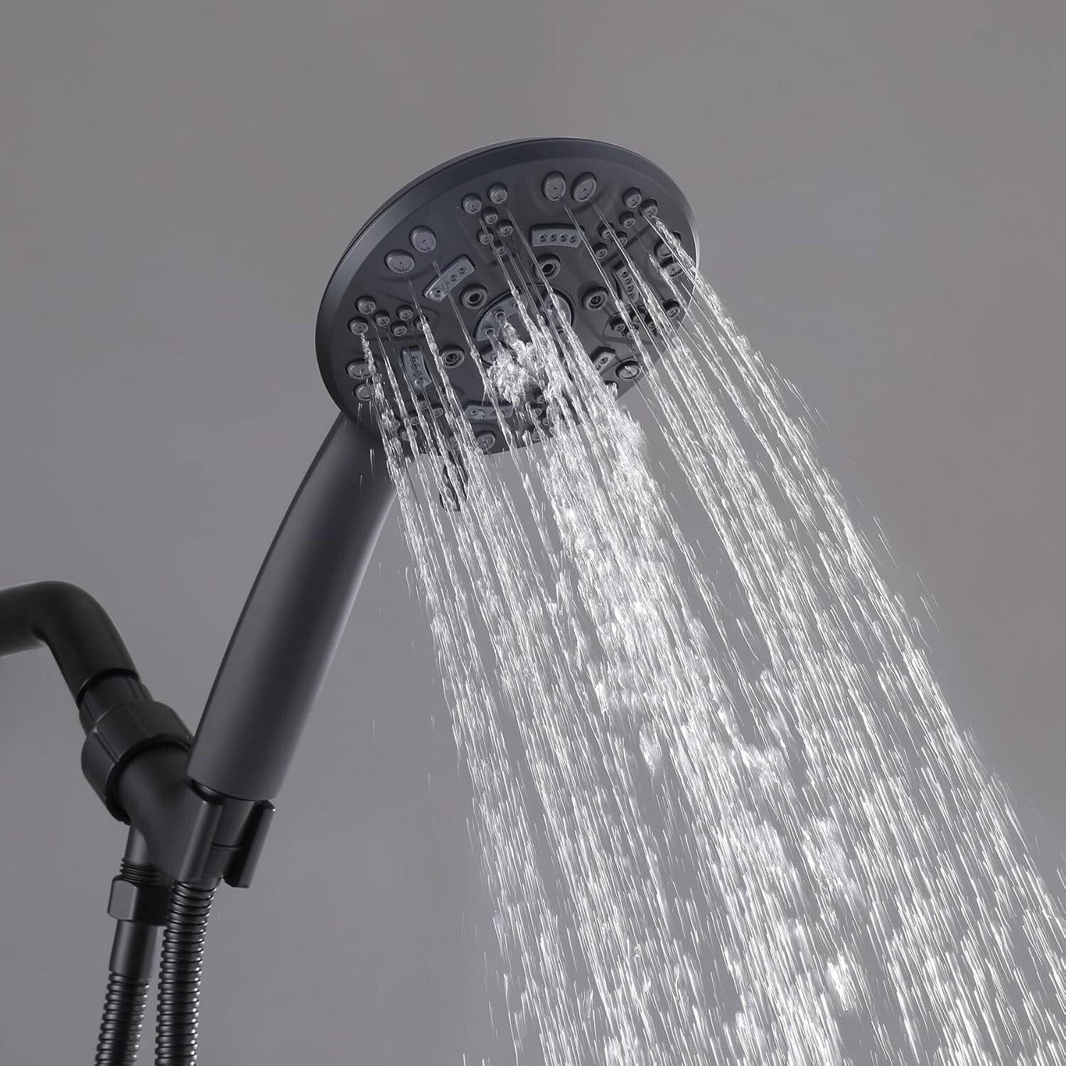 All-in-One Shower Tub Kit: 3 Handles, 8 Settings & Elegant Matte Black Finish