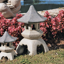 Load image into Gallery viewer, Handcast Vintage Style Pagoda Lantern - 11'' Wide, Freestanding Garden Accent