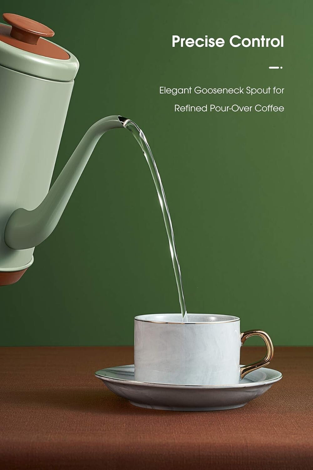 304 Stainless Steel Electric Kettle with Gooseneck Spout - 1L Capacity in Green