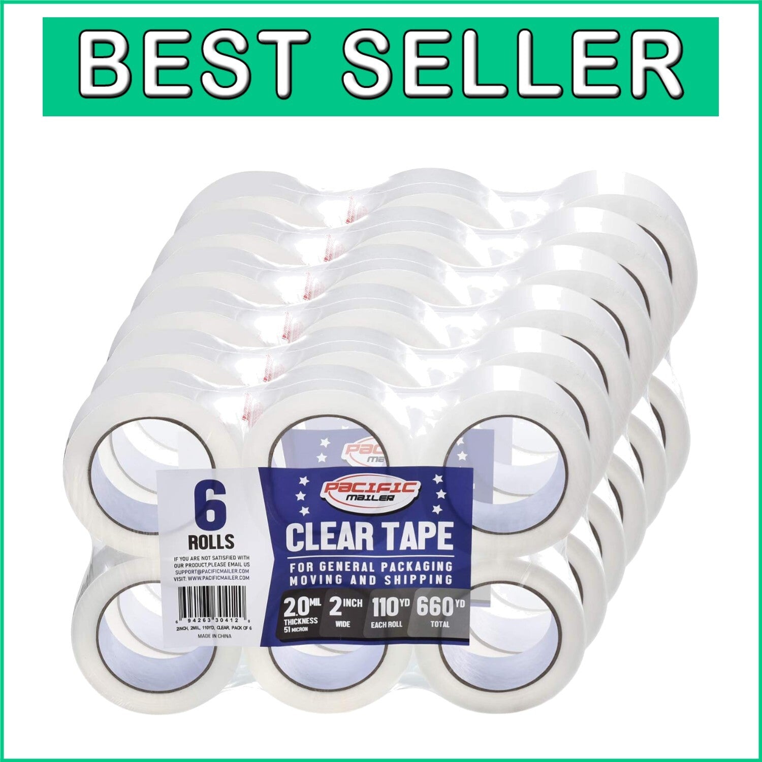 Bulk Clear Packing Tape - 36 Rolls, 2