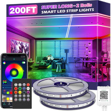 Load image into Gallery viewer, Flexible 200ft RGB LED Light Strips for Home &amp; Party – Easy Install, Music Sync
