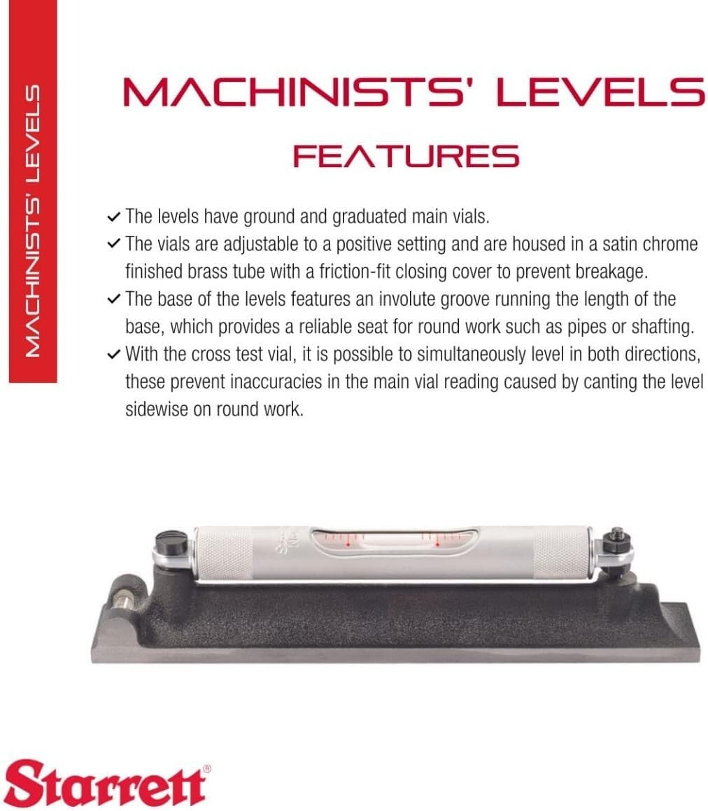 Hand-Powered 8-Inch Level with Ground Vial - Perfect for Precision in Any Trade