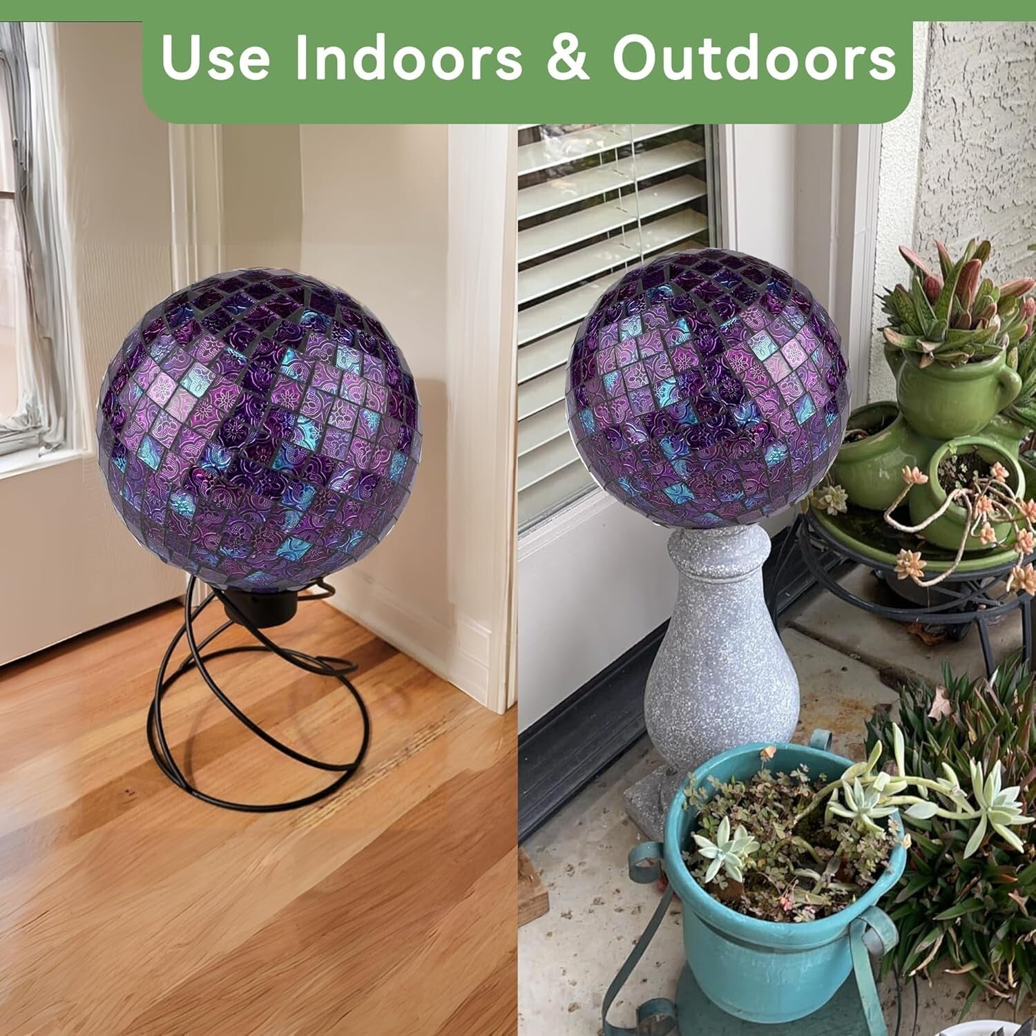 Enchanting Mosaic Gazing Ball - Holographic 10” Centerpiece for Outdoor Beauty