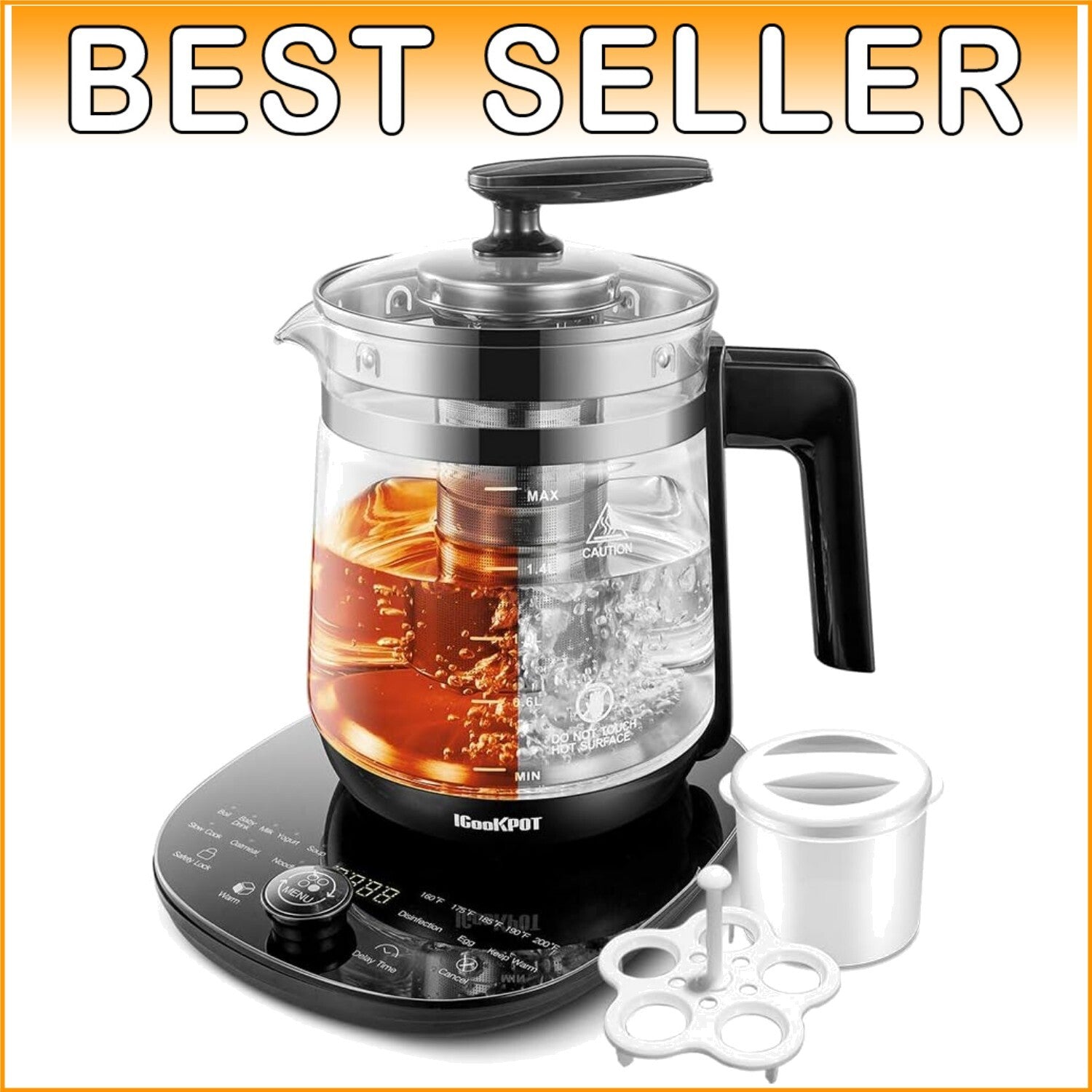 Electric Tea Kettle with Precise Temperature Control & Easy-Pour Spout | Black