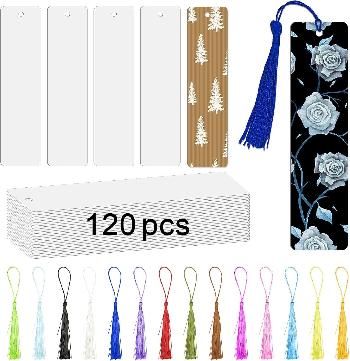 120 Blank Metal Bookmarks with Colorful Tassels - Ideal for Crafting and Gifting