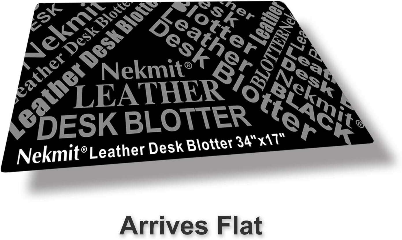 Non-Slip Black Leather Desk Blotter Pad 34'x17' - Protect and Enhance Workspace