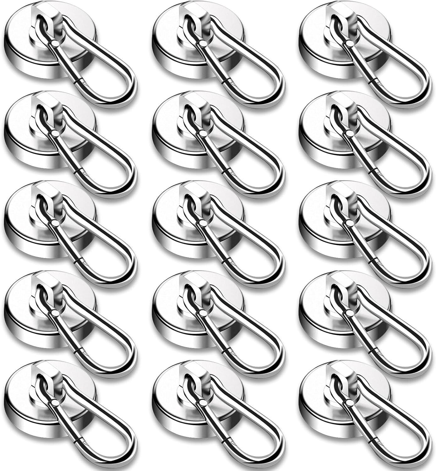 Durable 110lbs Magnetic Hooks with Swivel Carabiner - Perfect for Metal Surfaces
